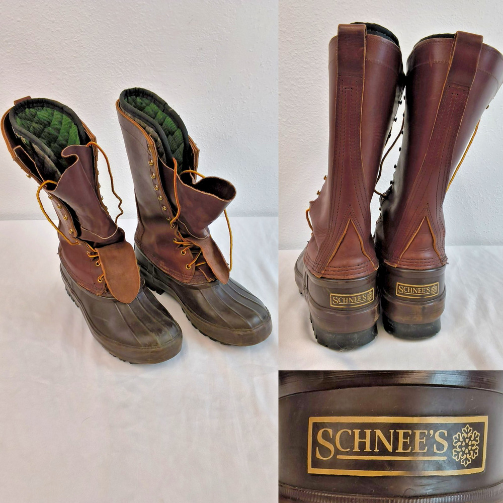 Schnee's Pac Boots Men's 7 Brown Wool Thinsulate Removable Liners Hunting #W5609
